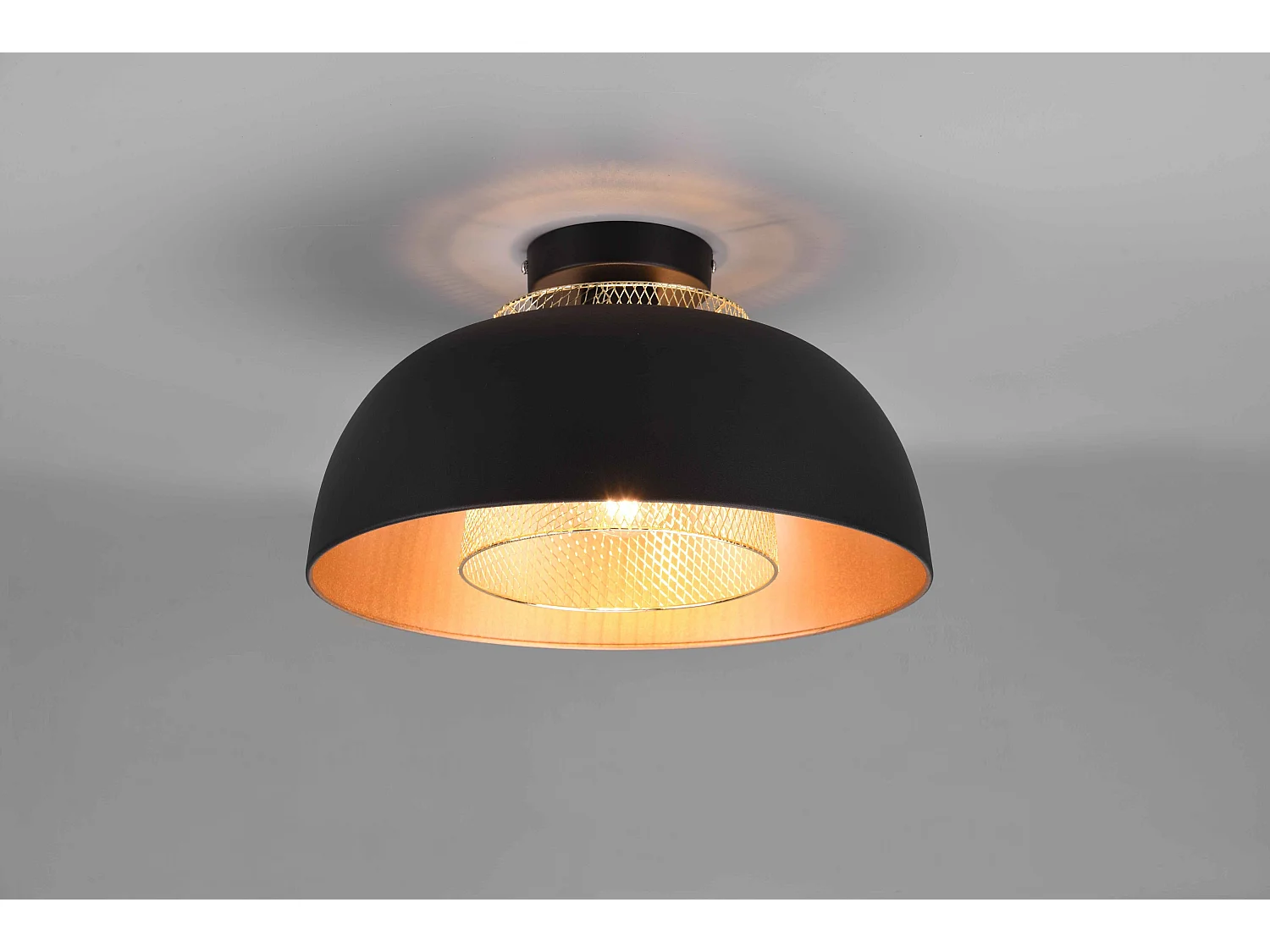 Plafoniera, metallo, nero e oro, D 35 cm, Punch