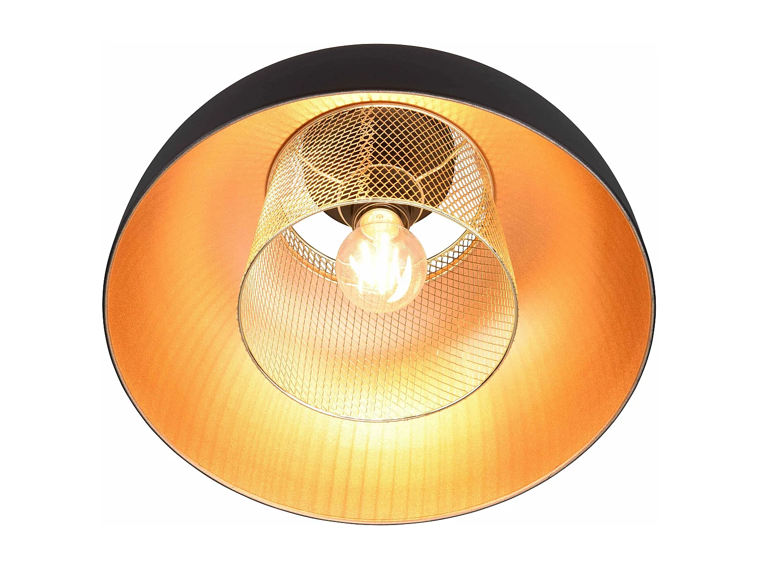 Plafoniera, metallo, nero e oro, D 35 cm, Punch