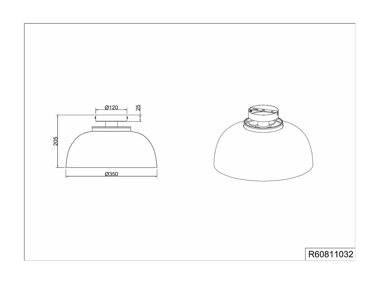 Plafoniera, metallo, nero e oro, D 35 cm, Punch