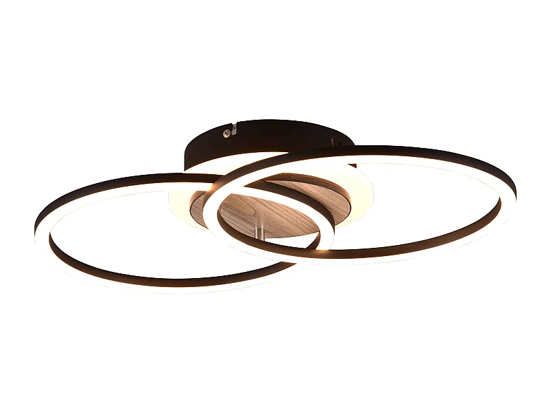 Plafoniera LED doppio cerchio, metallo, nero, L 47 cm, Giro