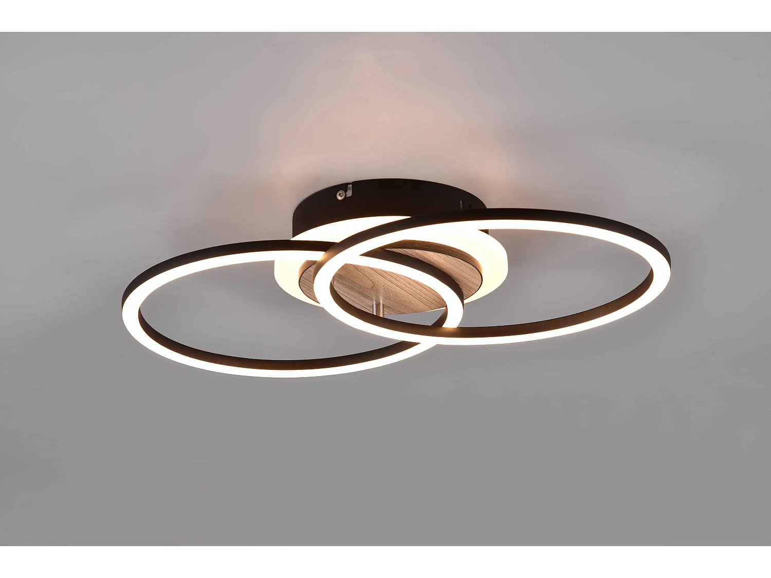 Plafoniera LED doppio cerchio, metallo, nero, L 47 cm, Giro