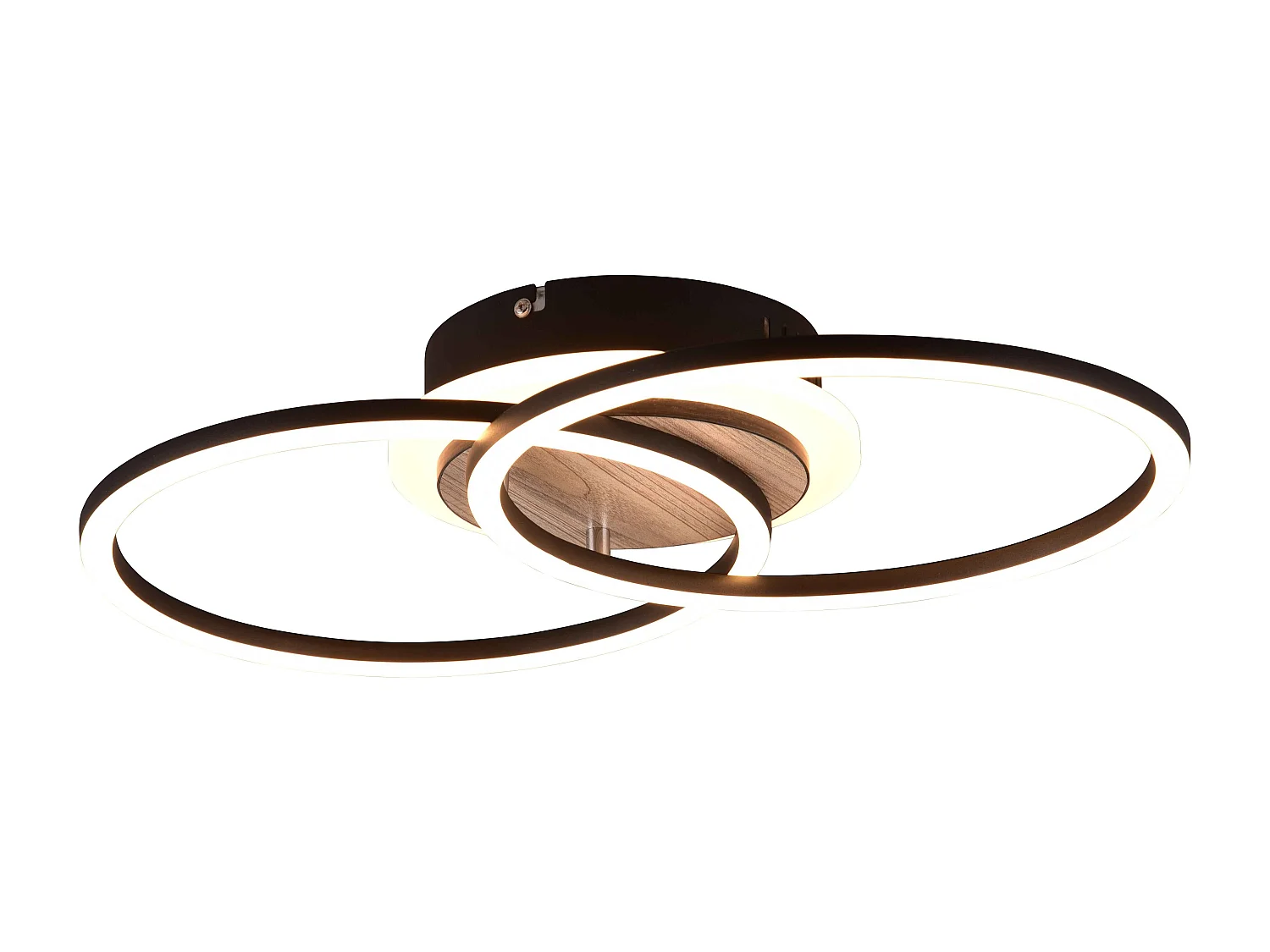 Plafoniera LED doppio cerchio, metallo, nero, L 47 cm, Giro