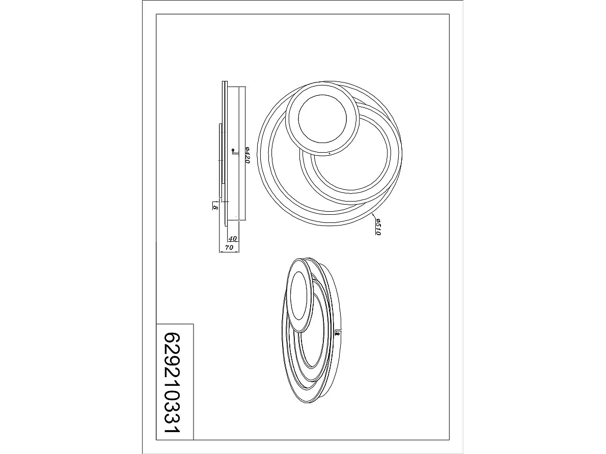 Plafoniera LED cerchi, metallo, bianco, D 51 cm, Mita