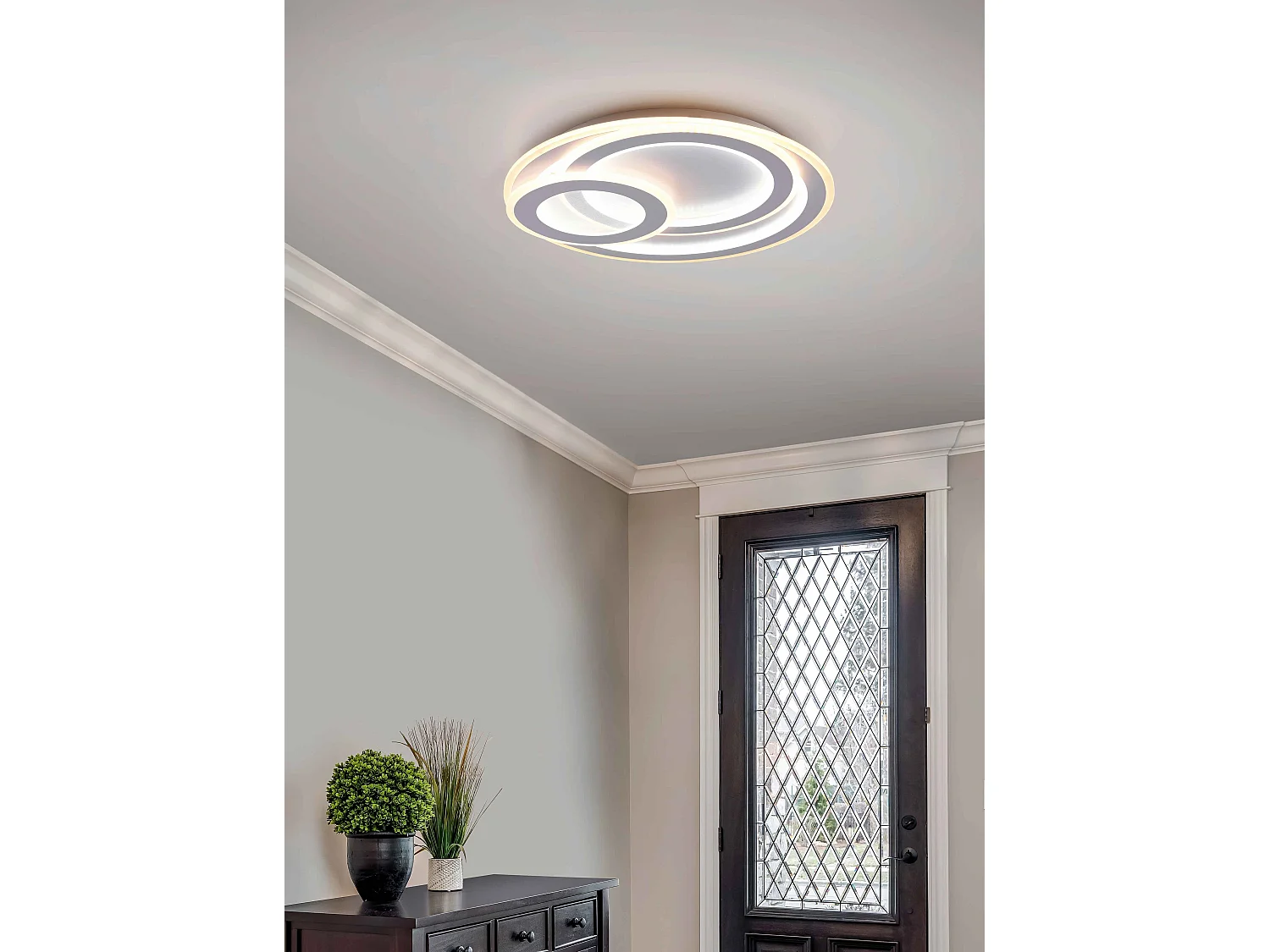 Plafoniera LED cerchi, metallo, bianco, D 51 cm, Mita