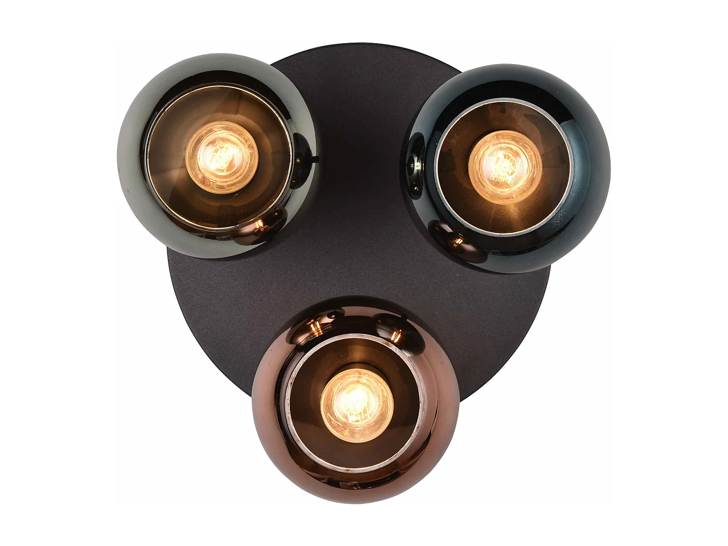 Plafoniera 3 vetri, metallo, nero e multicolor effetto fumé, D 33 cm, Sheldon