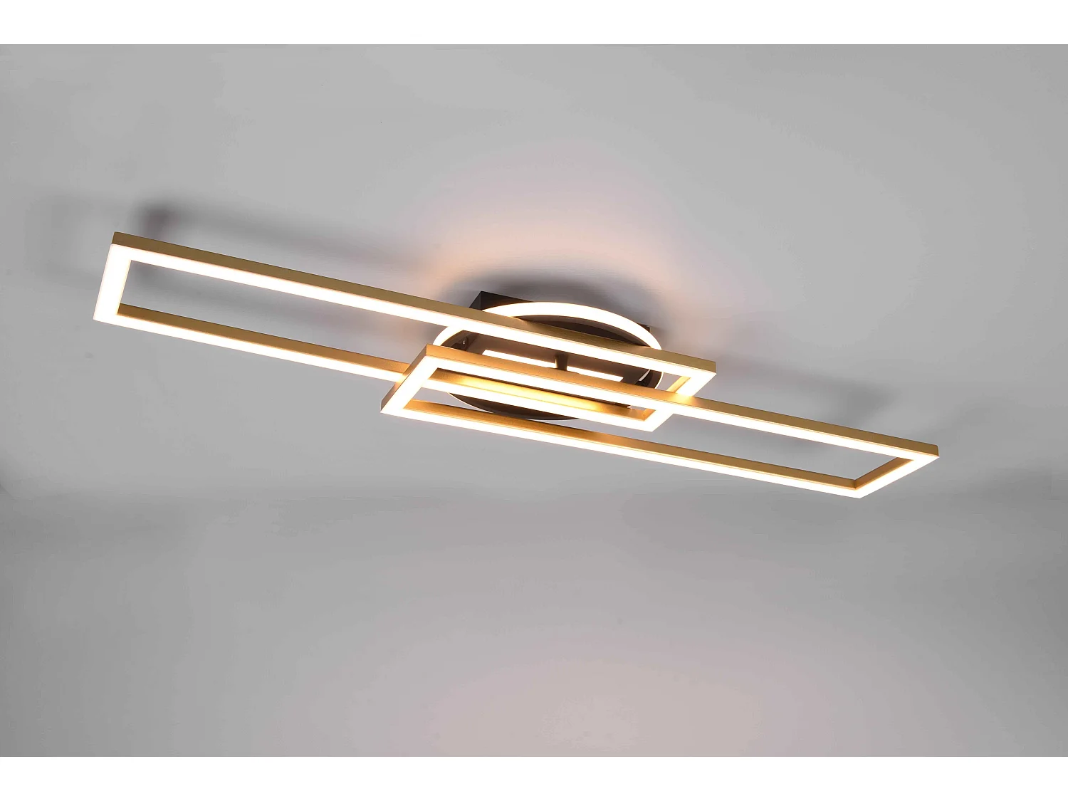 Plafoniera LED orientabile, base illuminata, nero e oro, L 90 cm, Twister