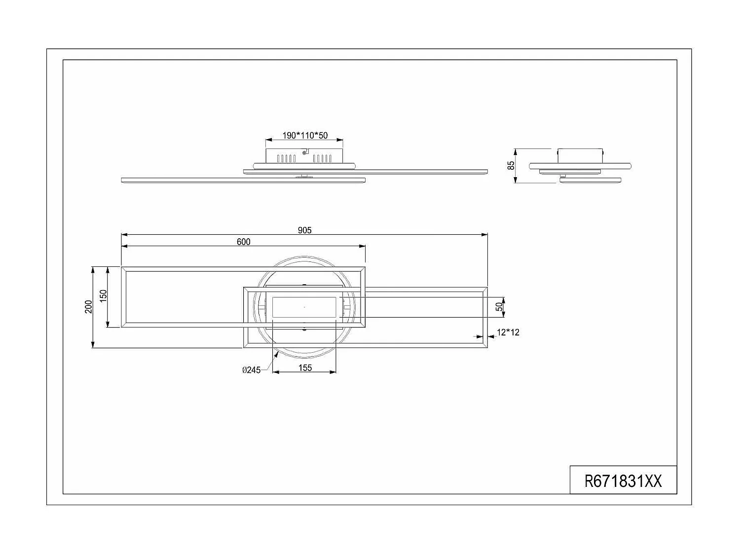 Plafoniera LED orientabile, base illuminata, nero e oro, L 90 cm, Twister