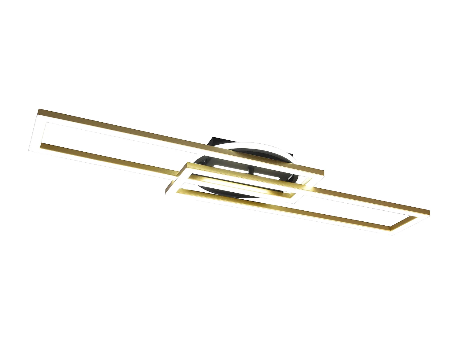 Plafoniera LED orientabile, base illuminata, nero e oro, L 90 cm, Twister