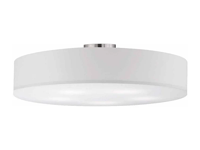 Plafoniera tonda 5 luci, metallo e tessuto, bianco, D 65 cm, Hotel
