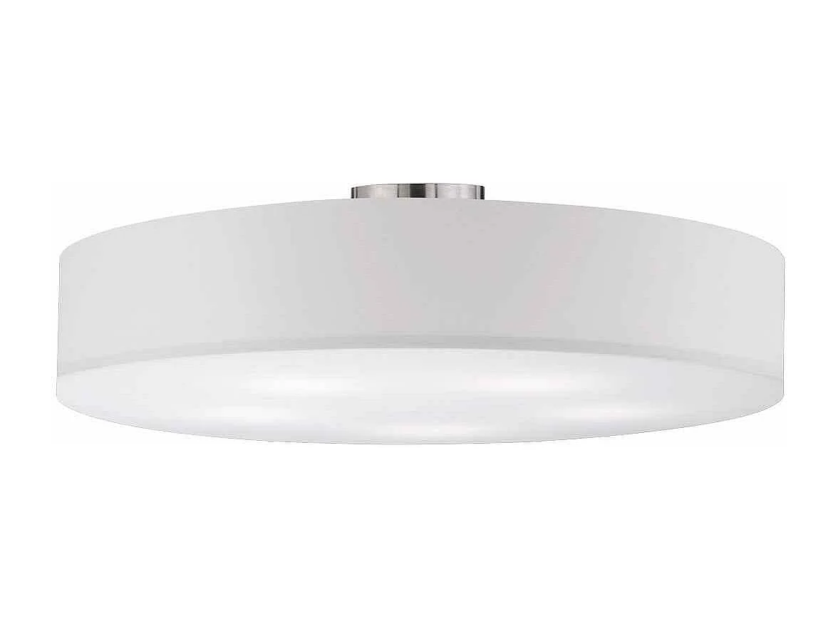 Plafoniera tonda 5 luci, metallo e tessuto, bianco, D 65 cm, Hotel