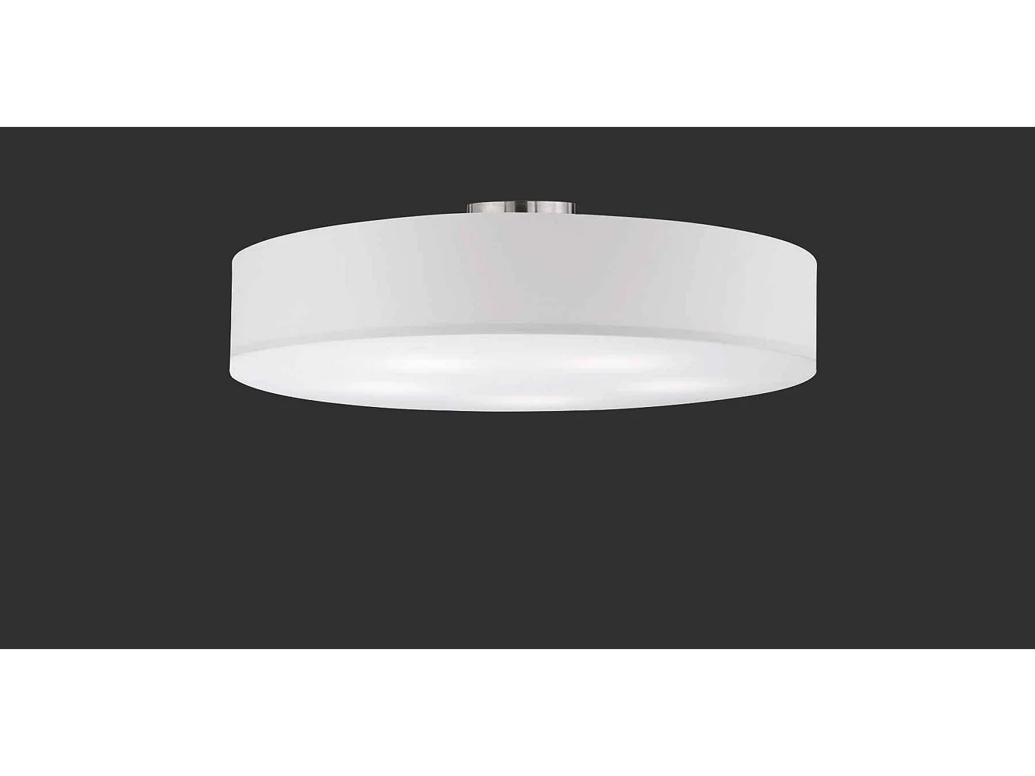 Plafoniera tonda 5 luci, metallo e tessuto, bianco, D 65 cm, Hotel