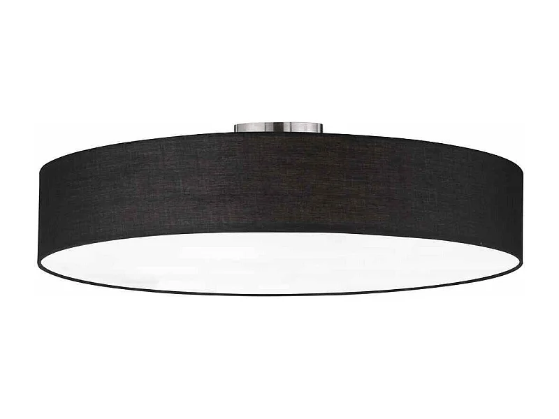 Plafoniera tonda 5 luci, metallo e tessuto, nero, D 65 cm, Hotel