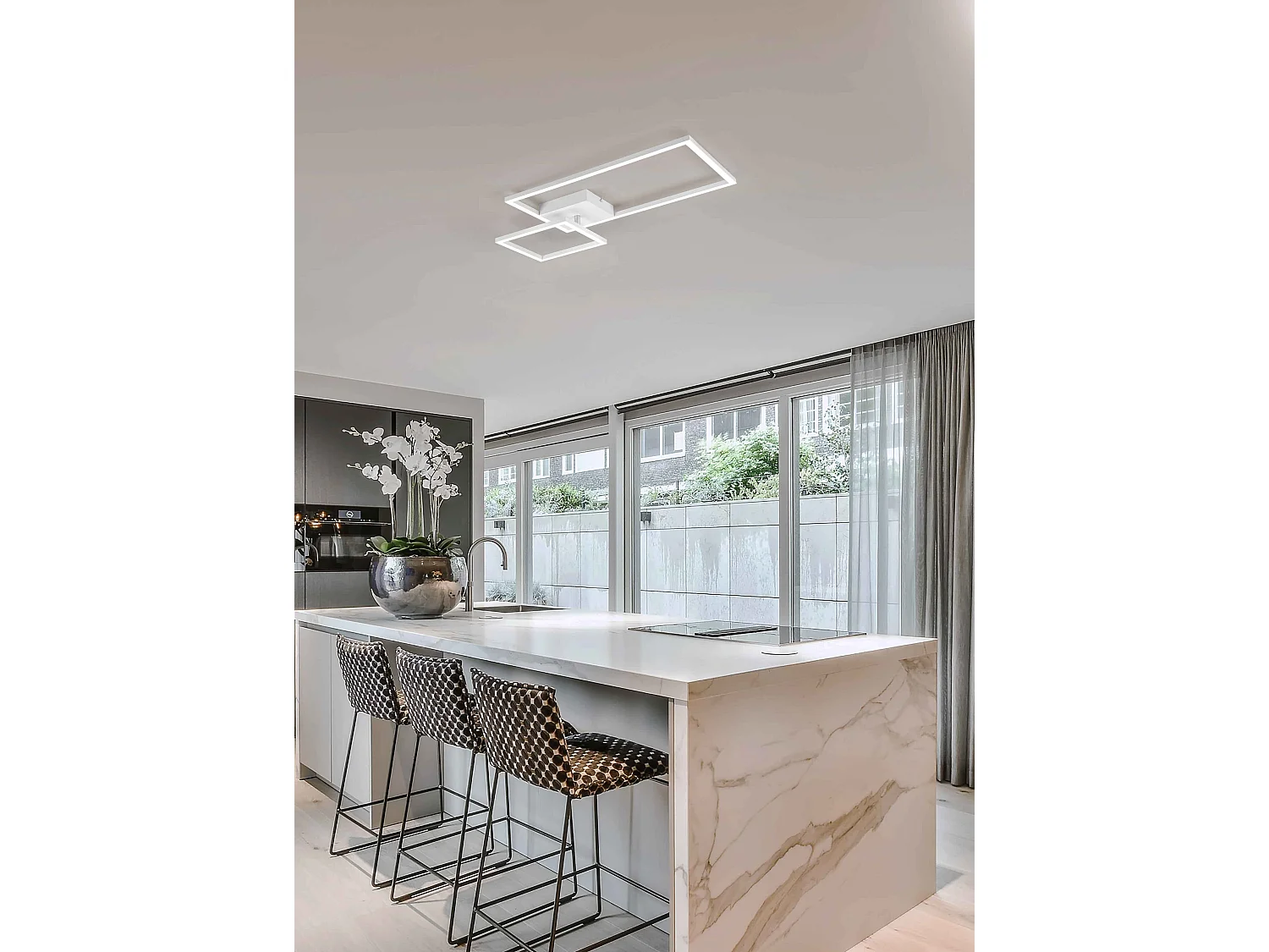 Plafoniera LED con snodo, metallo, bianco, L 63 cm, Padella