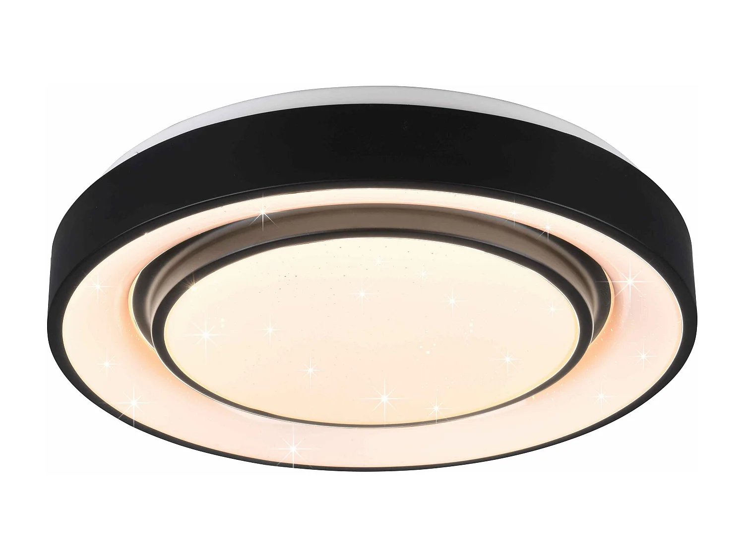 Plafoniera LED effetto cielo stellato, bordo nero, D 38 cm, Mona