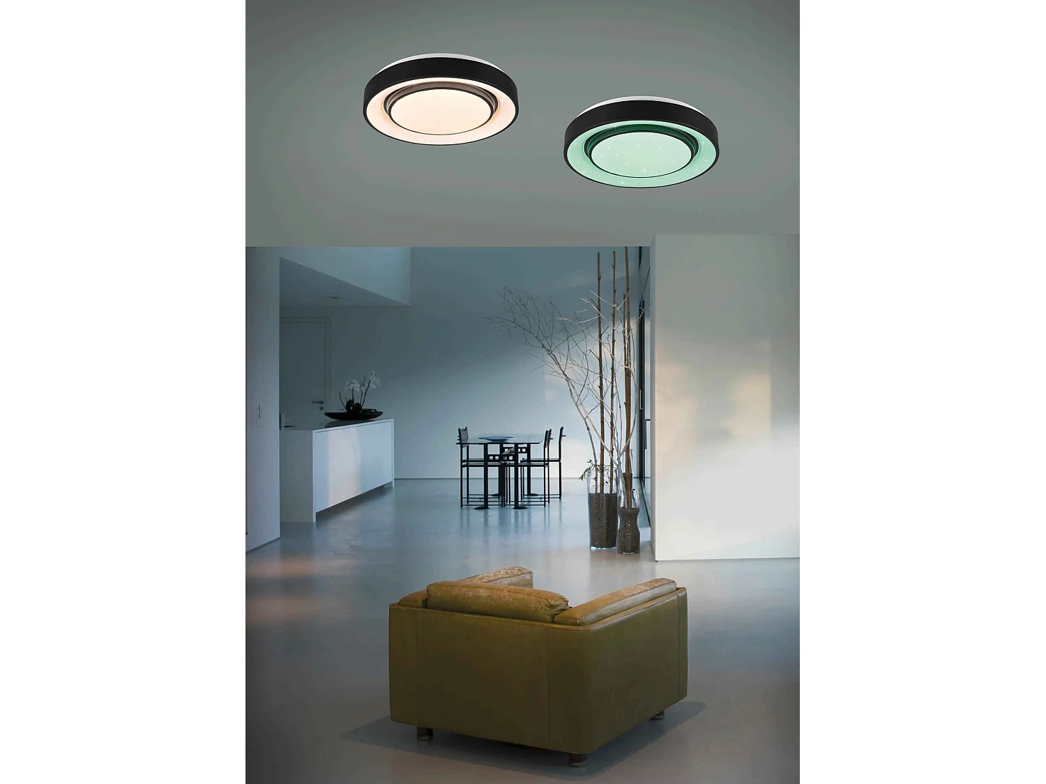 Plafoniera LED effetto cielo stellato, bordo nero, D 38 cm, Mona