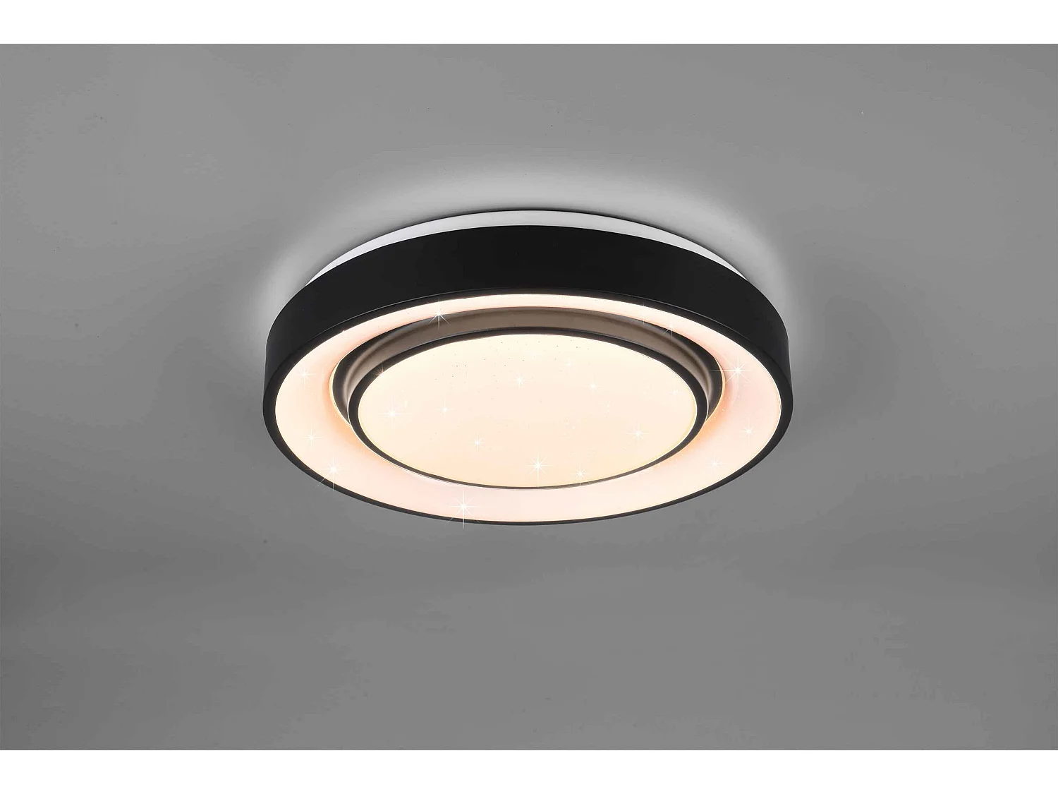 Plafoniera LED effetto cielo stellato, bordo nero, D 38 cm, Mona