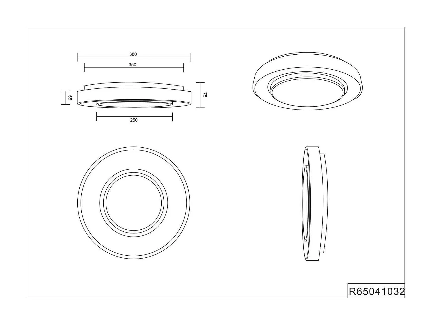 Plafoniera LED effetto cielo stellato, bordo nero, D 38 cm, Mona