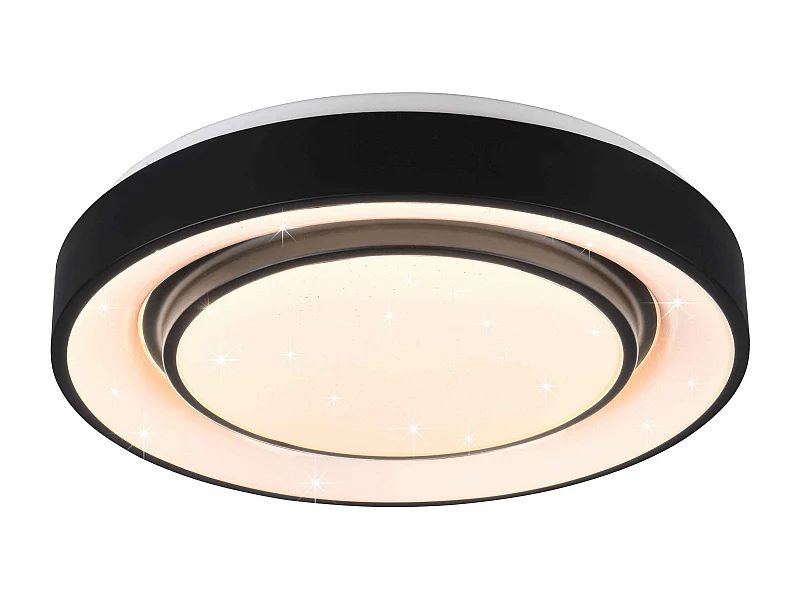 Plafoniera LED effetto cielo stellato, bordo nero, D 38 cm, Mona
