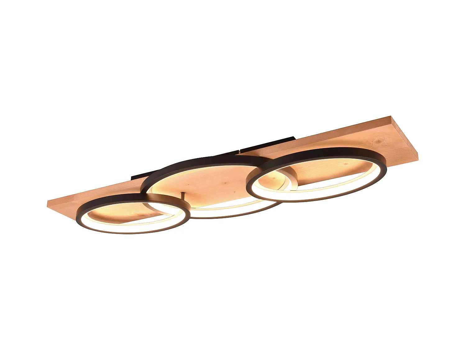 Plafoniera LED tripla ellisse, metallo e legno, nero, L 97 cm, Barca
