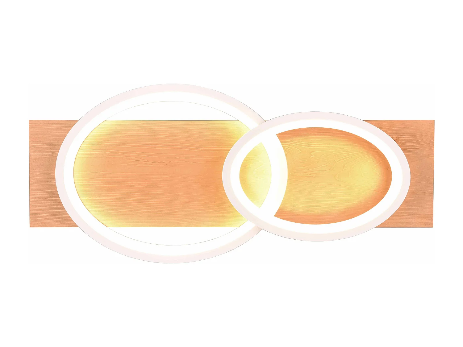 Plafoniera LED doppia ellisse, metallo e legno, bianco, L 75 cm, Barca