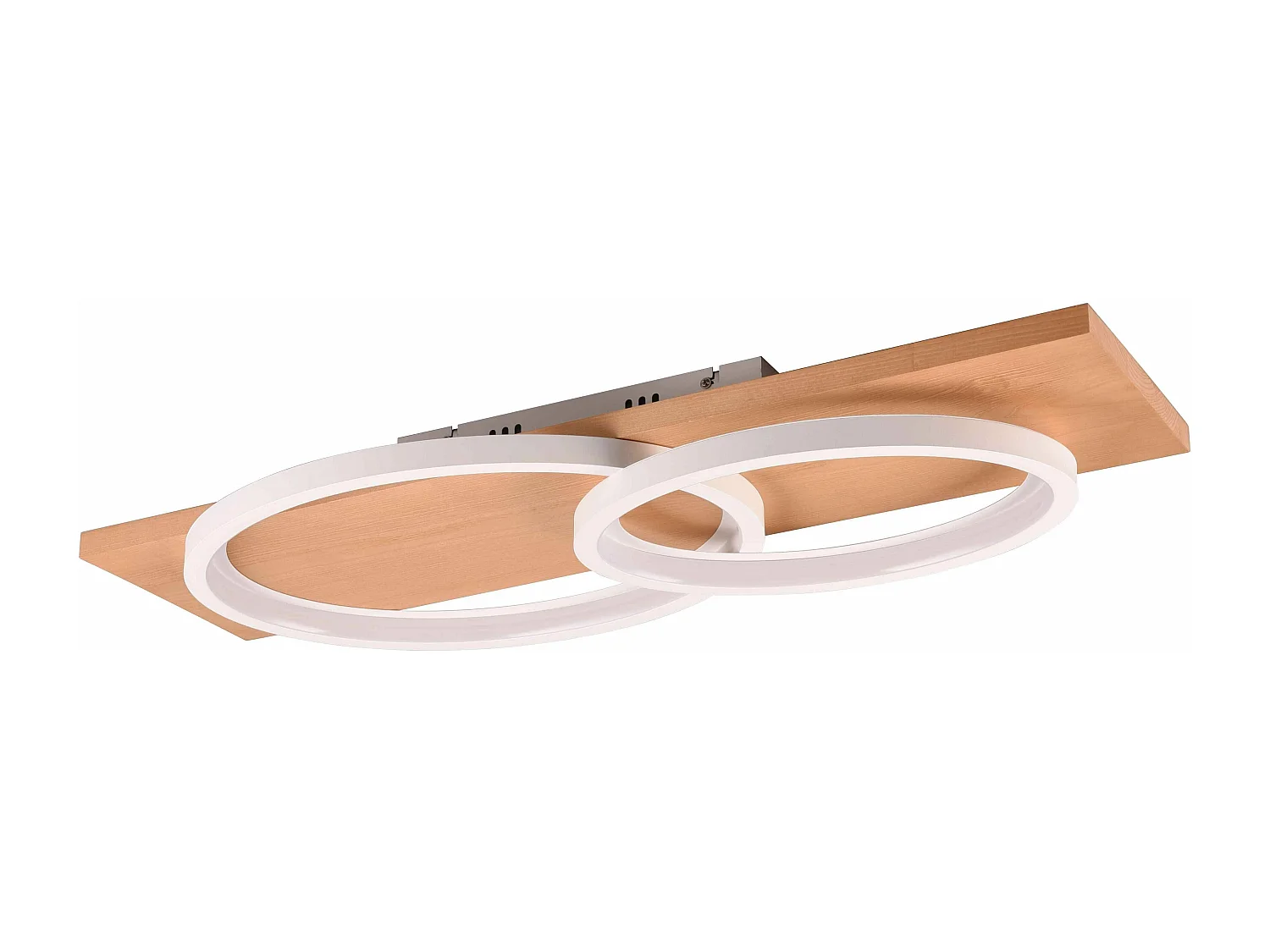 Plafoniera LED doppia ellisse, metallo e legno, bianco, L 75 cm, Barca