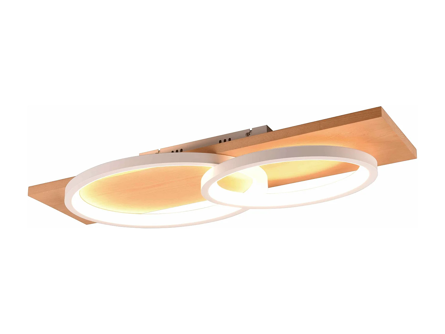 Plafoniera LED doppia ellisse, metallo e legno, bianco, L 75 cm, Barca