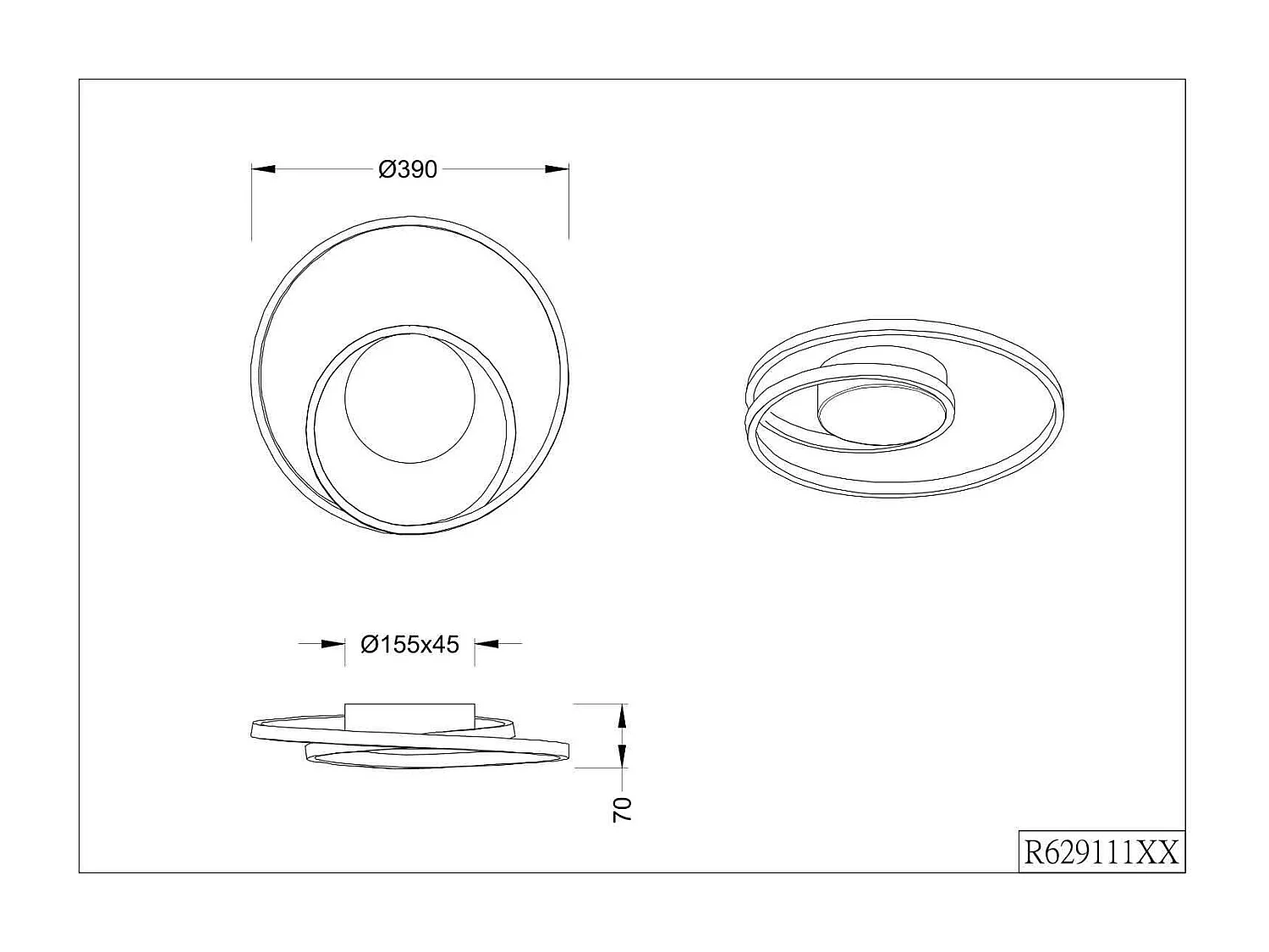 Plafoniera LED spirale, metallo, bianco, D 39 cm, Zibal