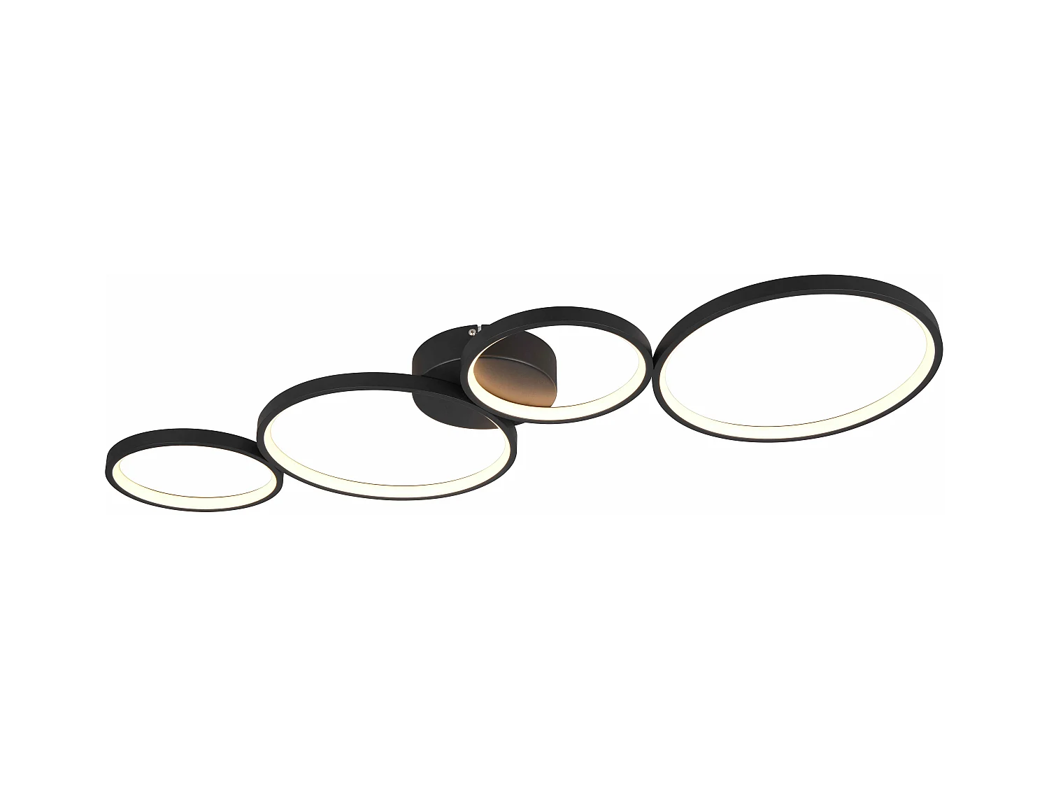 Plafoniera LED 4 cerchi, metallo, nero opaco, L 97 cm, Rondo