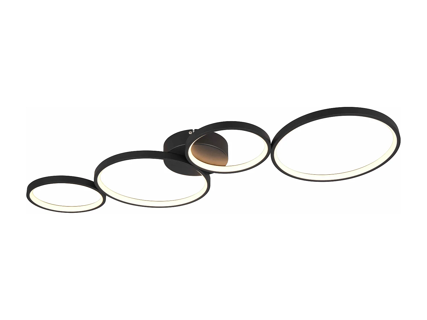 Plafoniera LED 4 cerchi, metallo, nero opaco, L 97 cm, Rondo