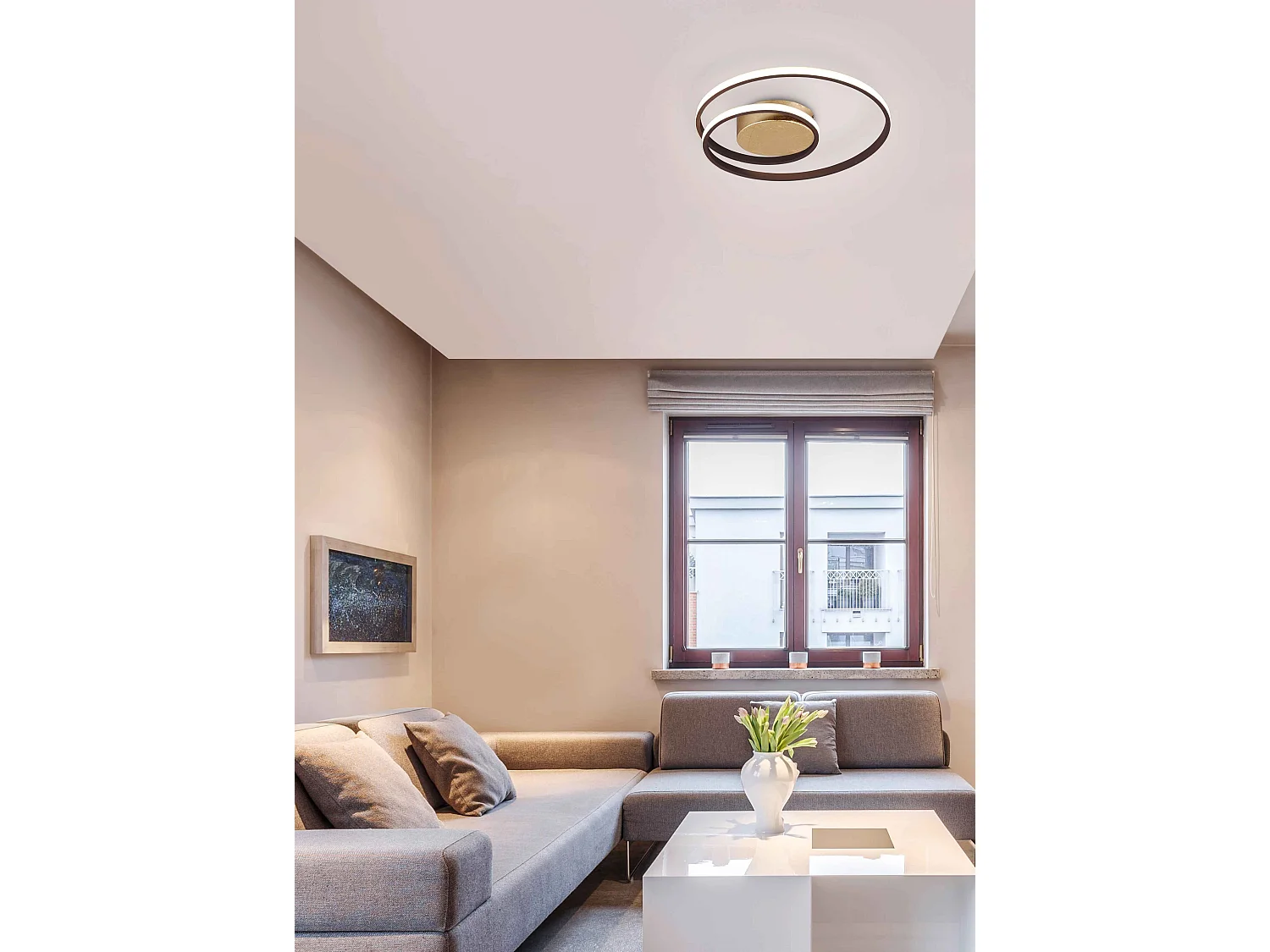 Plafoniera LED spirale, metallo, oro anticato, D 39 cm, Zibal