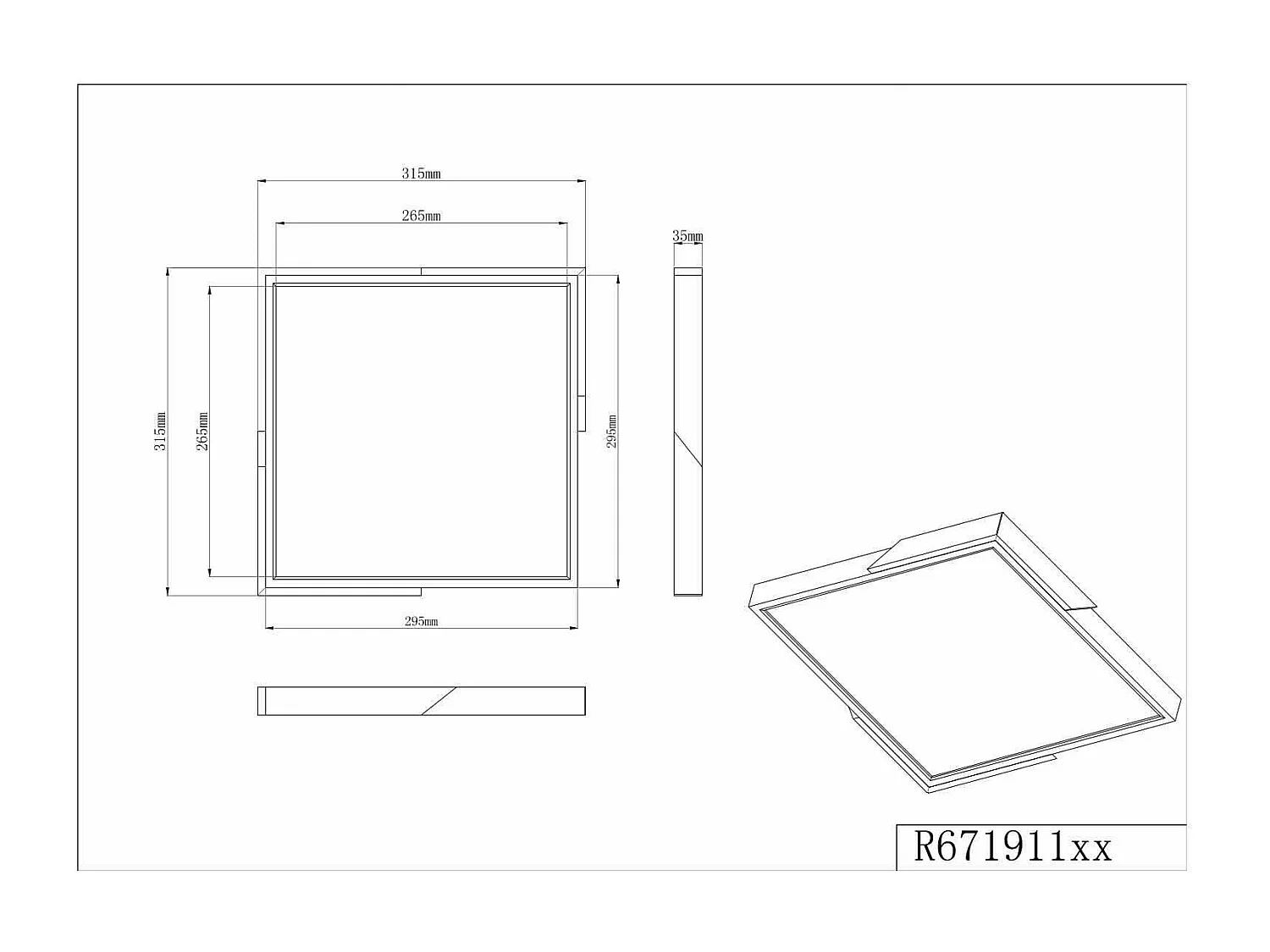Plafoniera LED quadrata, plastica e legno, bianco, L 31 cm, Meta