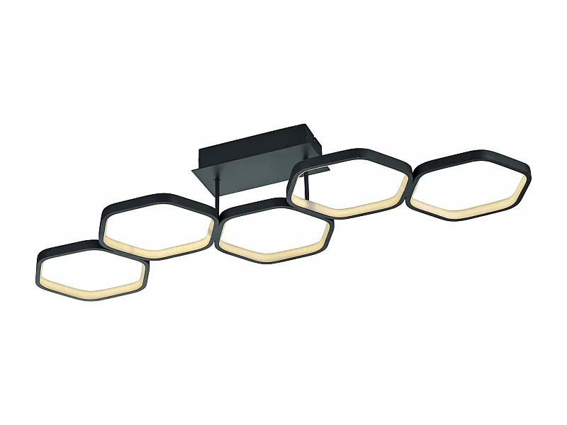 Plafoniera LED 5 esagoni, metallo, antracite, L 90 cm, Vigo