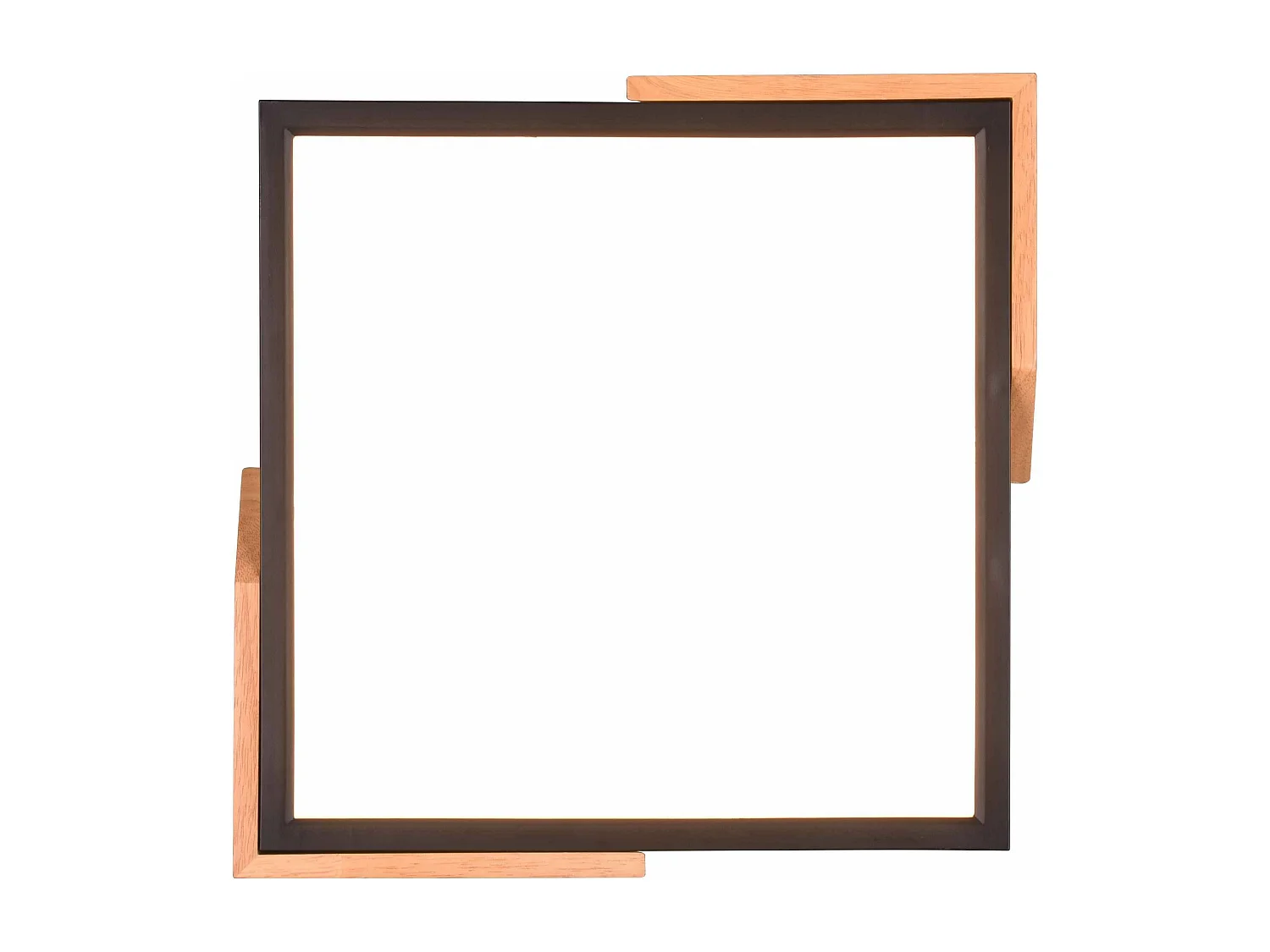 Plafoniera LED quadrata, plastica e legno, nero, L 31 cm, Meta