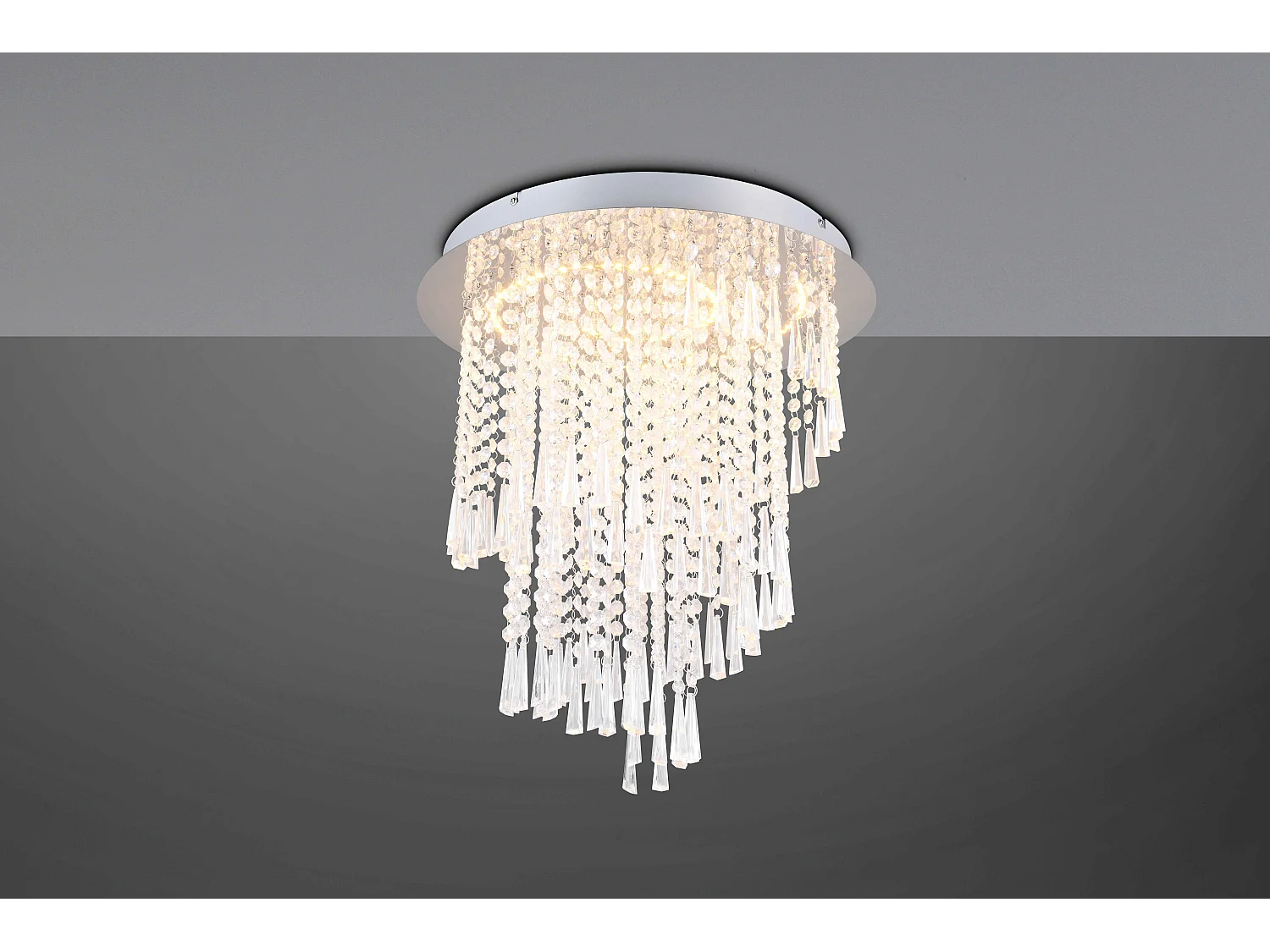Plafoniera LED con pendenti, metallo cromato, D 45 cm, Pomp