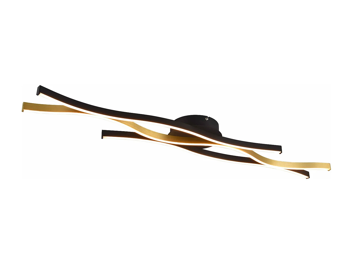 Plafoniera LED ondulata, metallo, ottone e nero, L 108 cm, Blaze