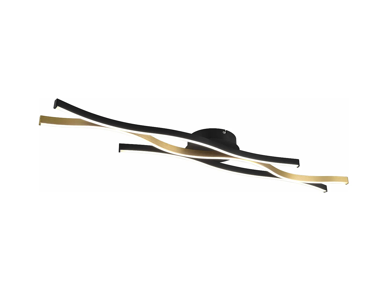 Plafoniera LED ondulata, metallo, ottone e nero, L 108 cm, Blaze