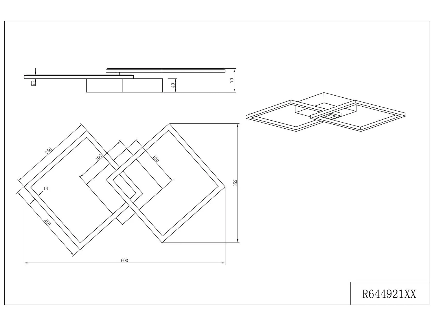 Plafoniera/Applique LED, metallo, alluminio, L 44,6 cm, Trail
