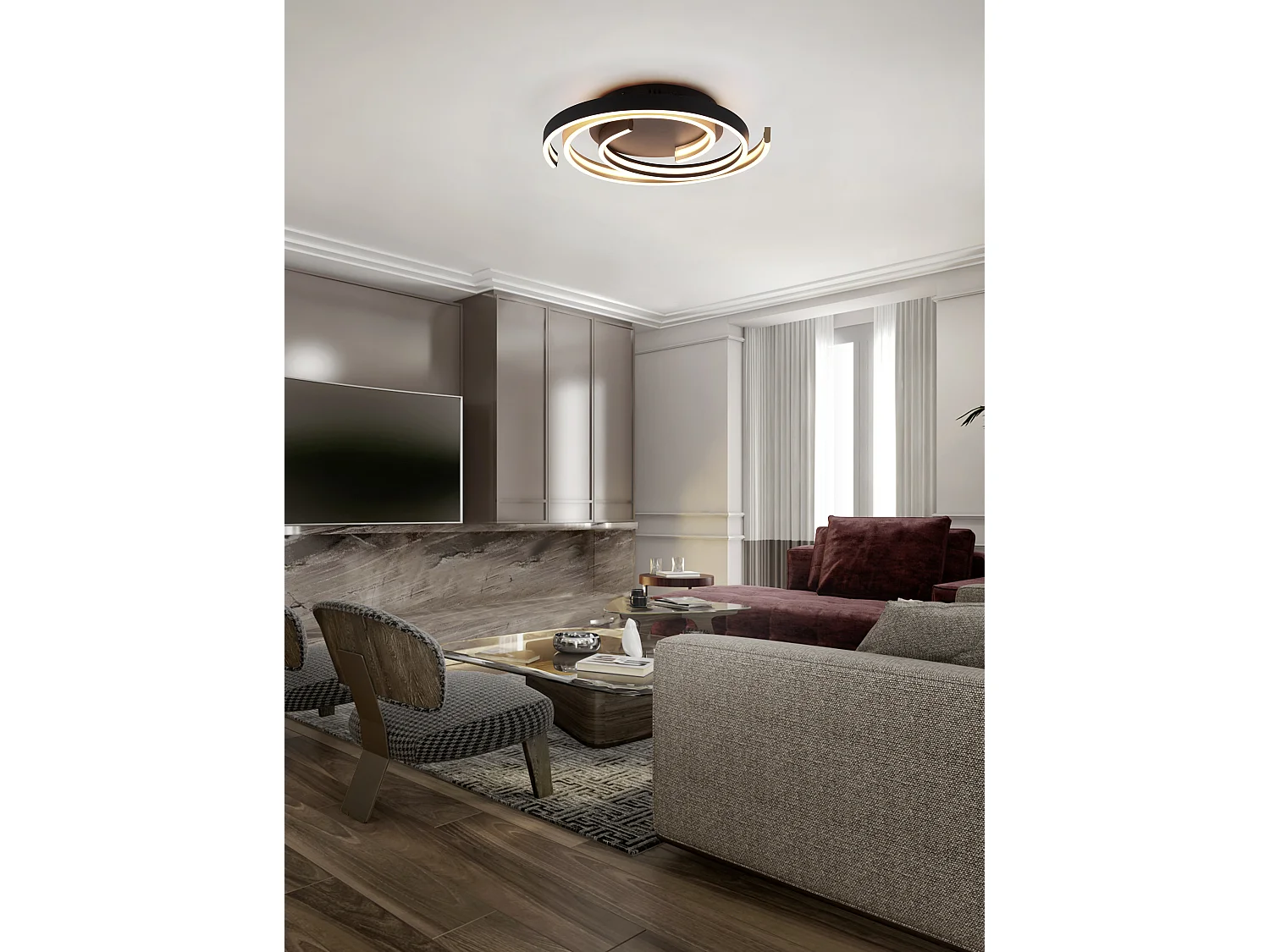 Plafondlamp CAYA - 50x50x9 cm - Goud