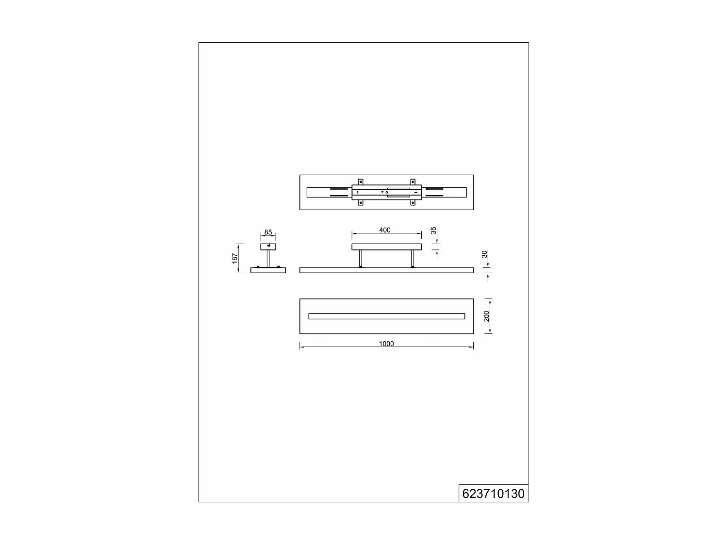 Plafoniera LED, legno, L 100 cm, Brad