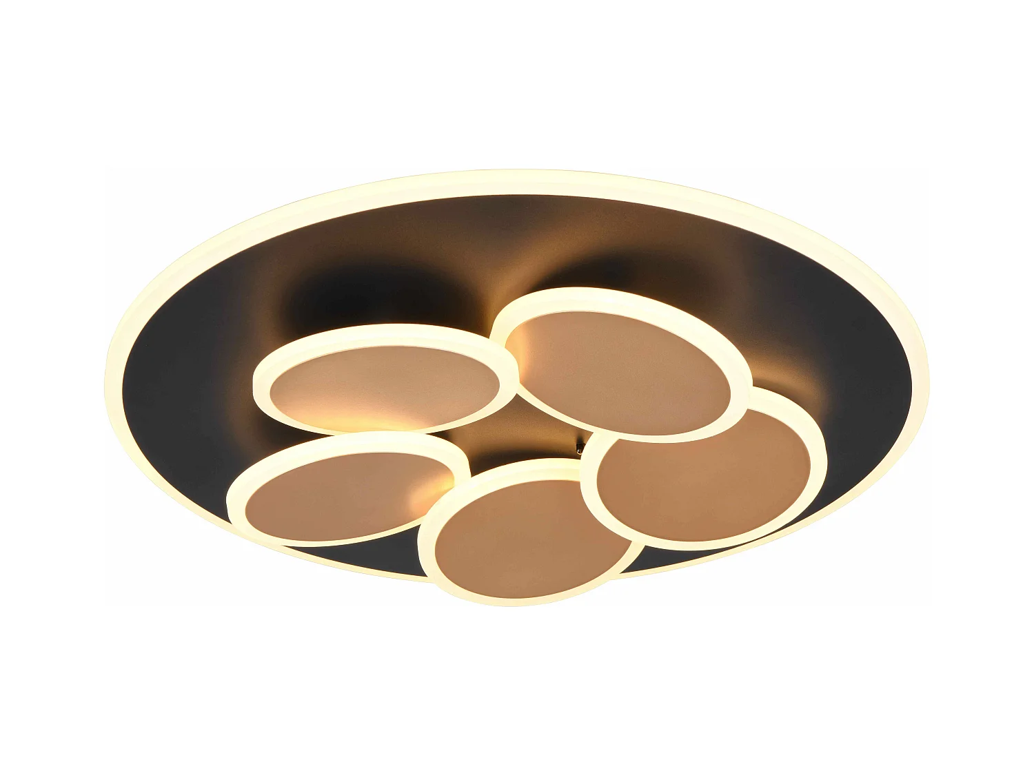 Plafoniera LED, metallo, nero e oro, D 50 cm, Mandala