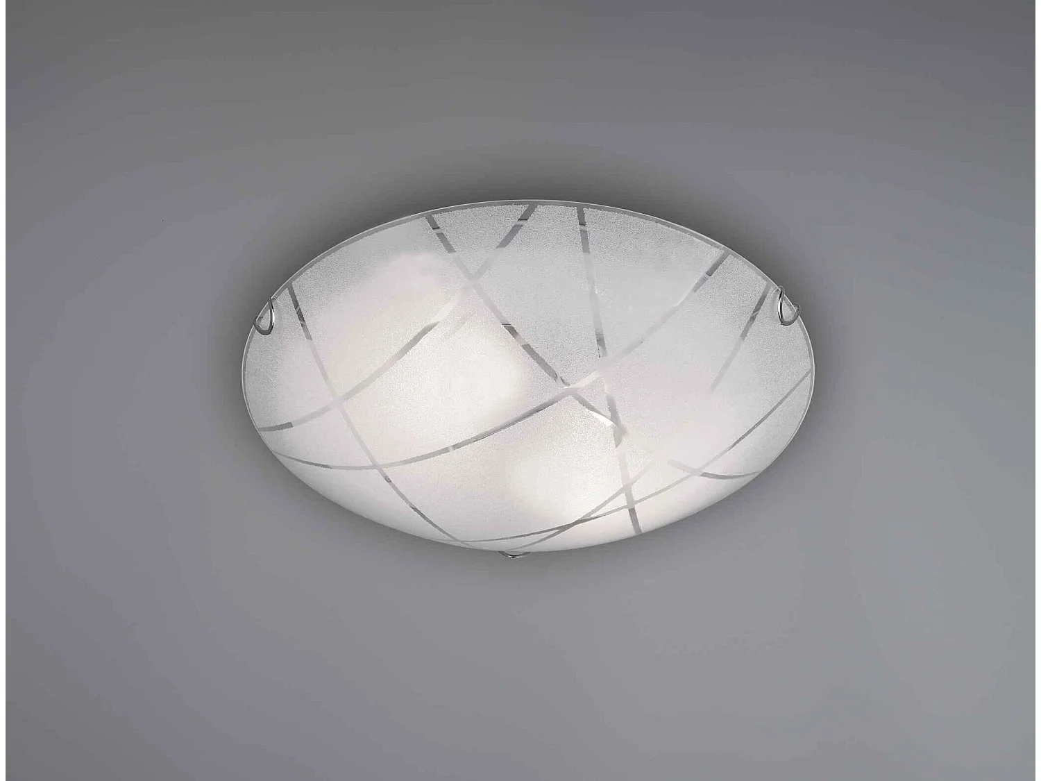 Plafoniera, vetro, graniglia con righe trasparenti, D 40 cm, Sandrina