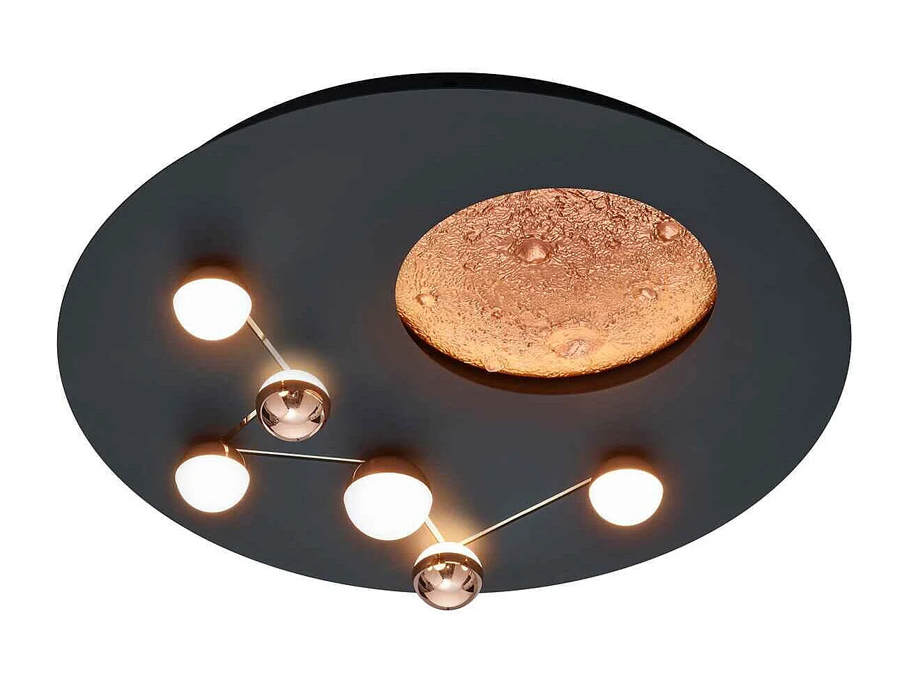 Plafoniera LED effetto lunare, metallo, nero e caffè, D 50 cm, Zodiac