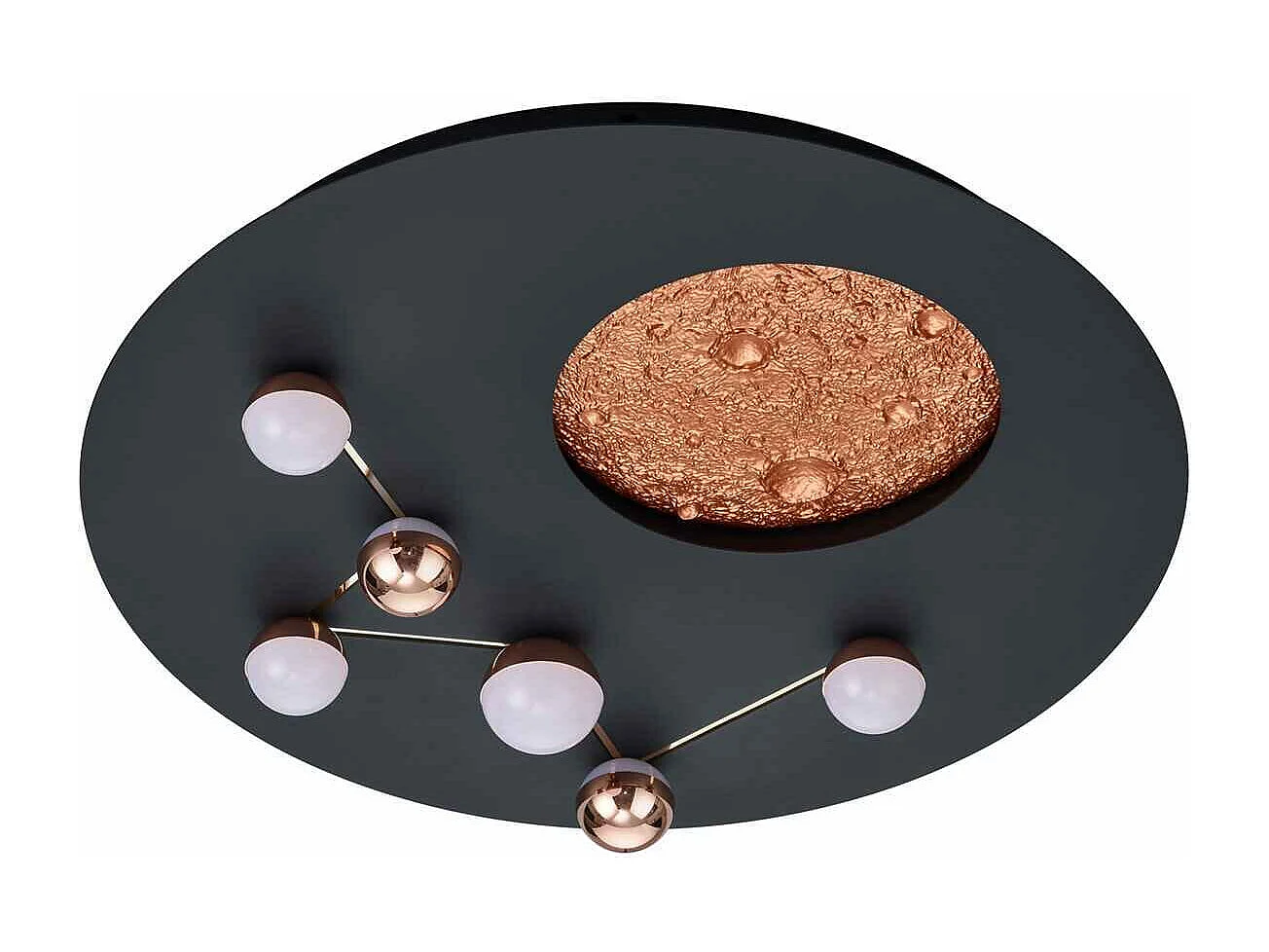 Plafoniera LED effetto lunare, metallo, nero e caffè, D 50 cm, Zodiac