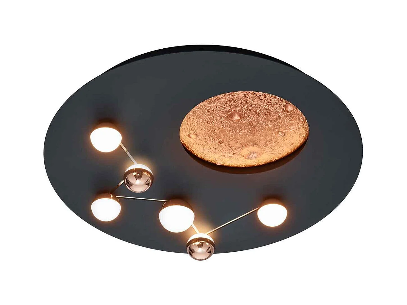 Plafoniera LED effetto lunare, metallo, nero e caffè, D 50 cm, Zodiac