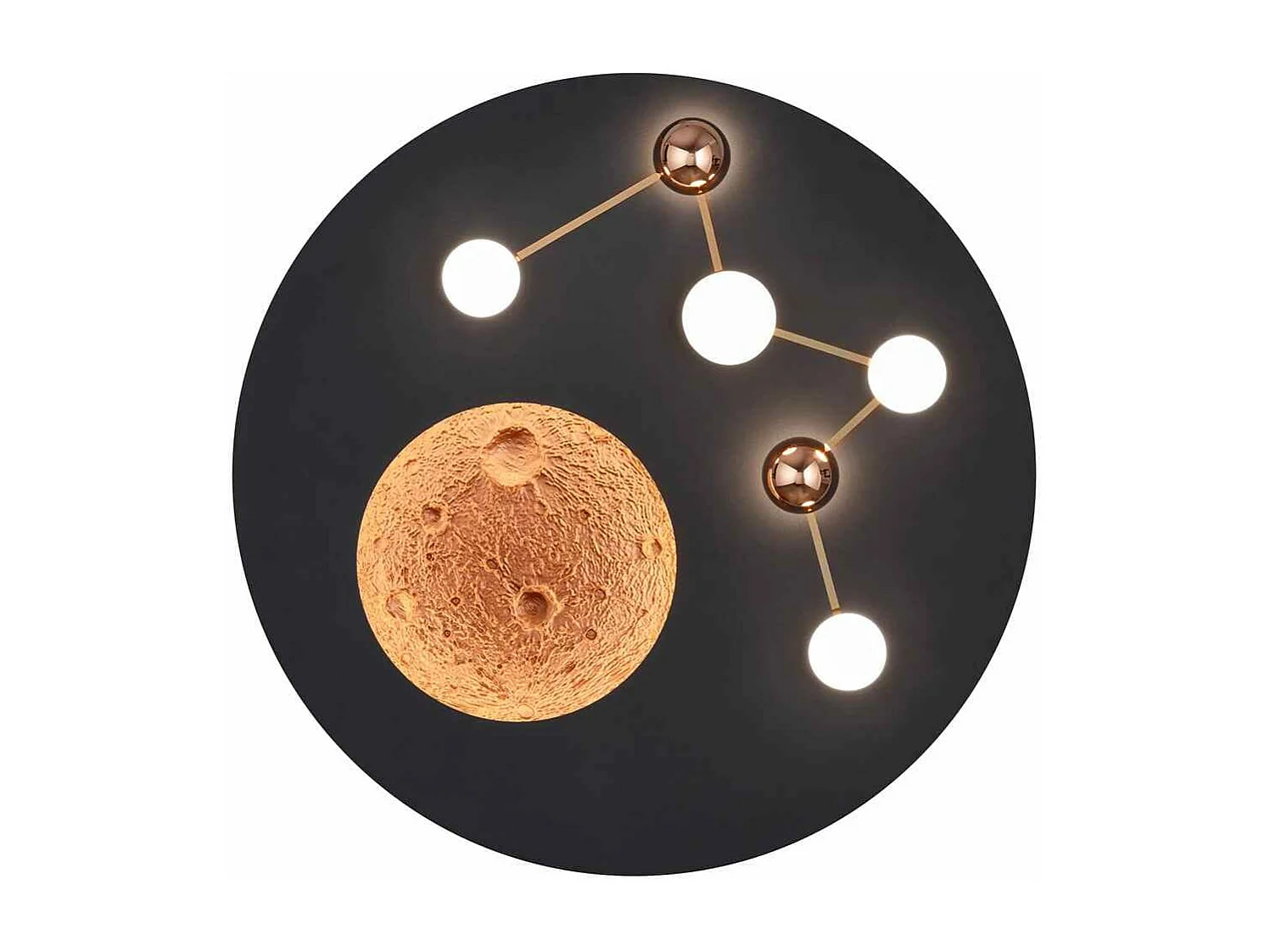 Plafoniera LED effetto lunare, metallo, nero e caffè, D 50 cm, Zodiac