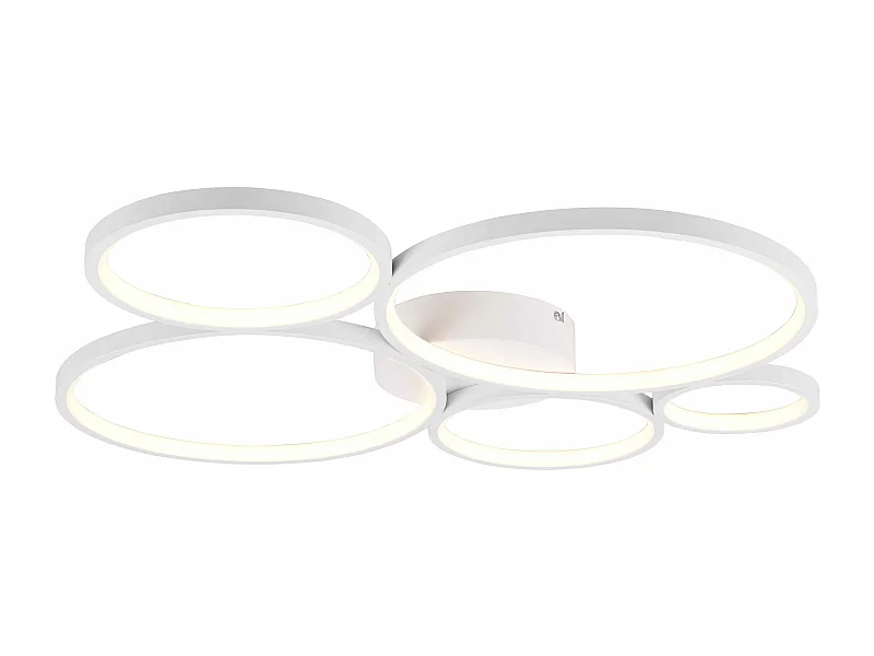 Plafoniera LED 5 cerchi, metallo, bianco opaco, L 59 cm, Rondo