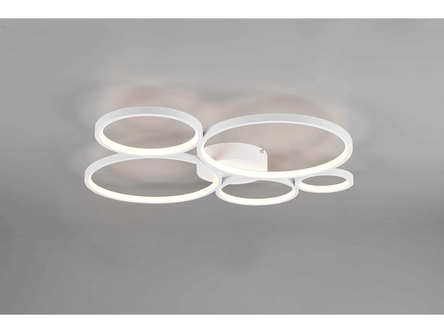 Plafoniera LED 5 cerchi, metallo, bianco opaco, L 59 cm, Rondo