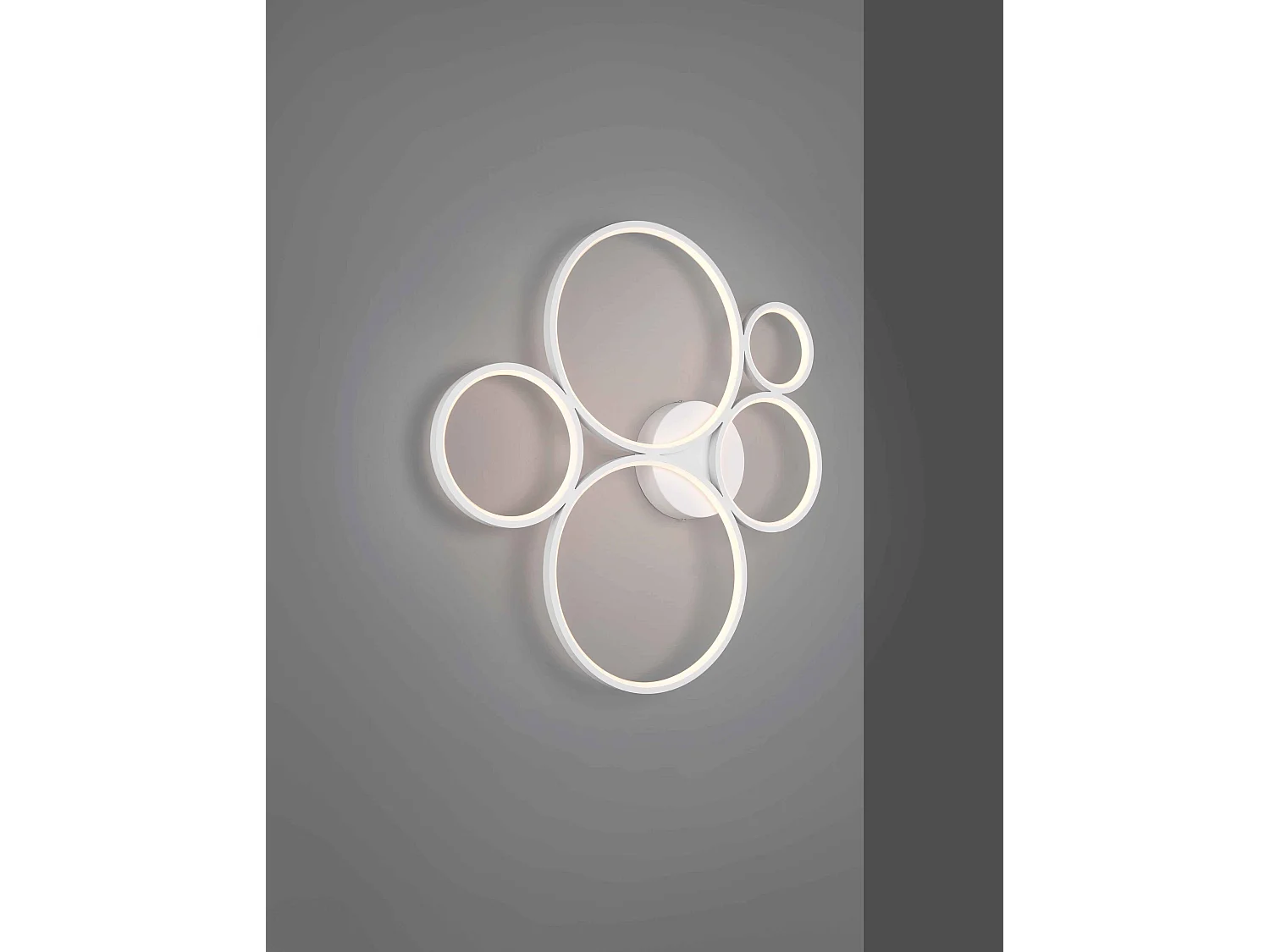 Plafoniera LED 5 cerchi, metallo, bianco opaco, L 59 cm, Rondo