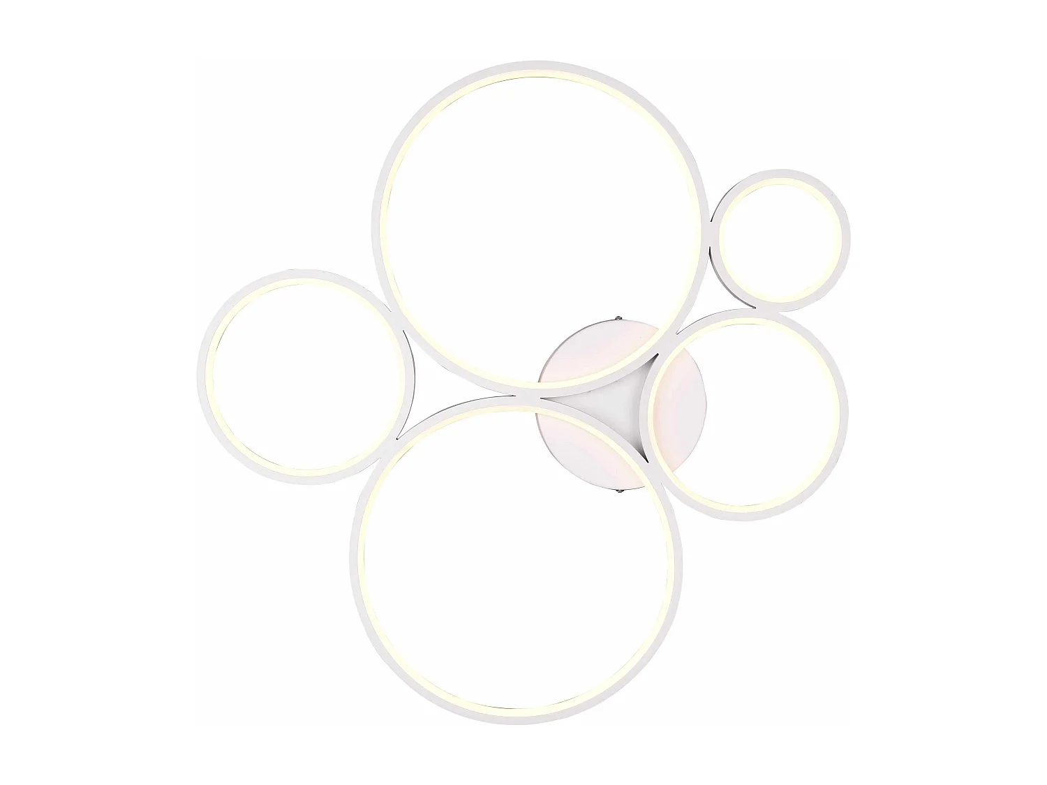 Plafoniera LED 5 cerchi, metallo, bianco opaco, L 59 cm, Rondo