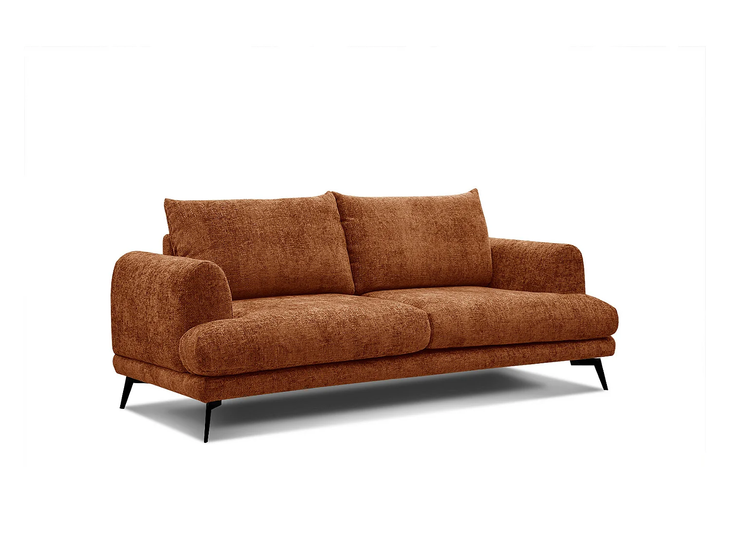 Canapé droit Adria 3 places tissu rouge brique